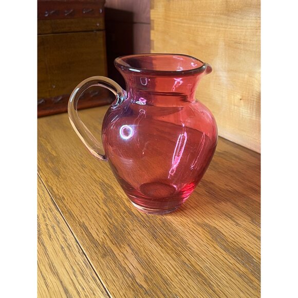Vintage Victorian Cranberry Red Glass 5.5” tall Pitcher, 8 oz. - Picture 4 of 9